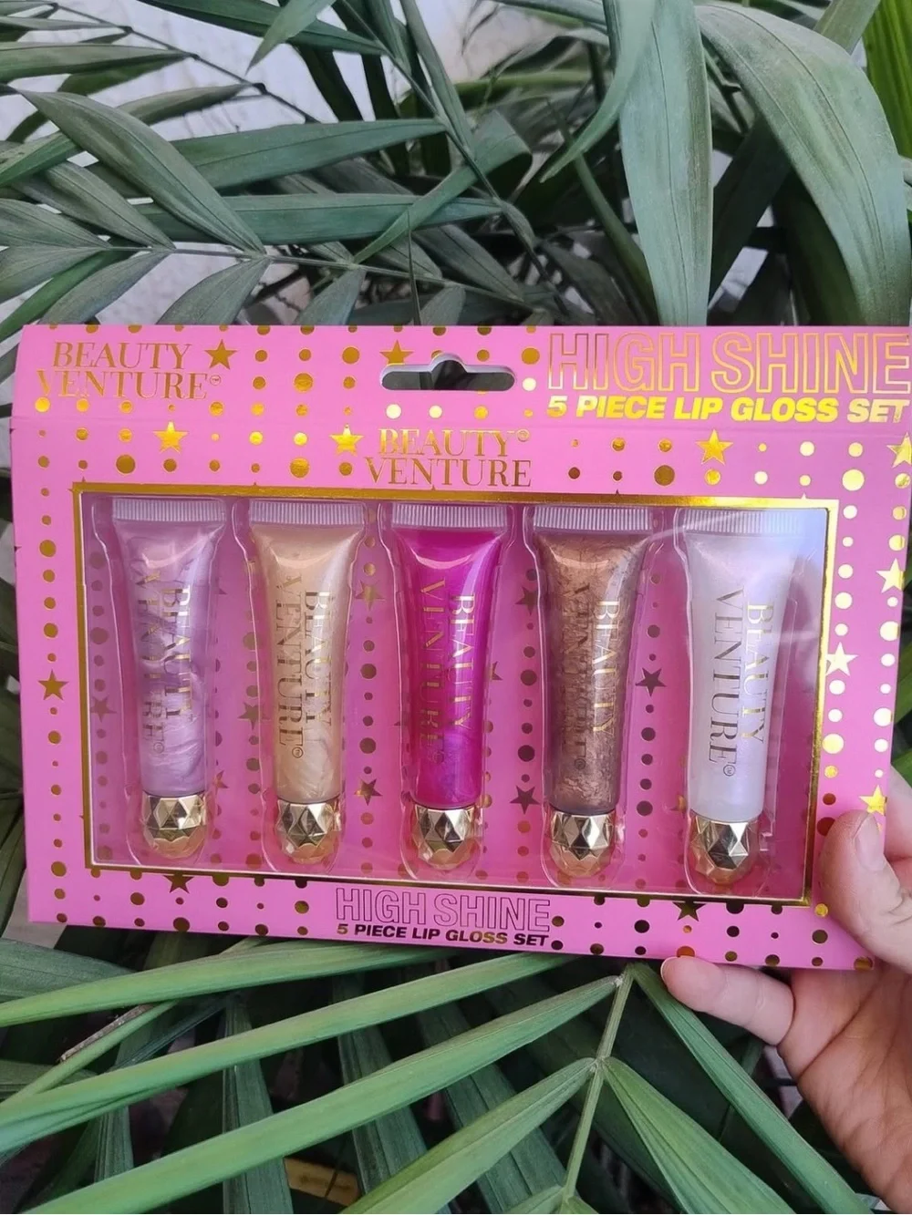 High Shine 5-Piece Lip Gloss Set - Pink & Gold Shades